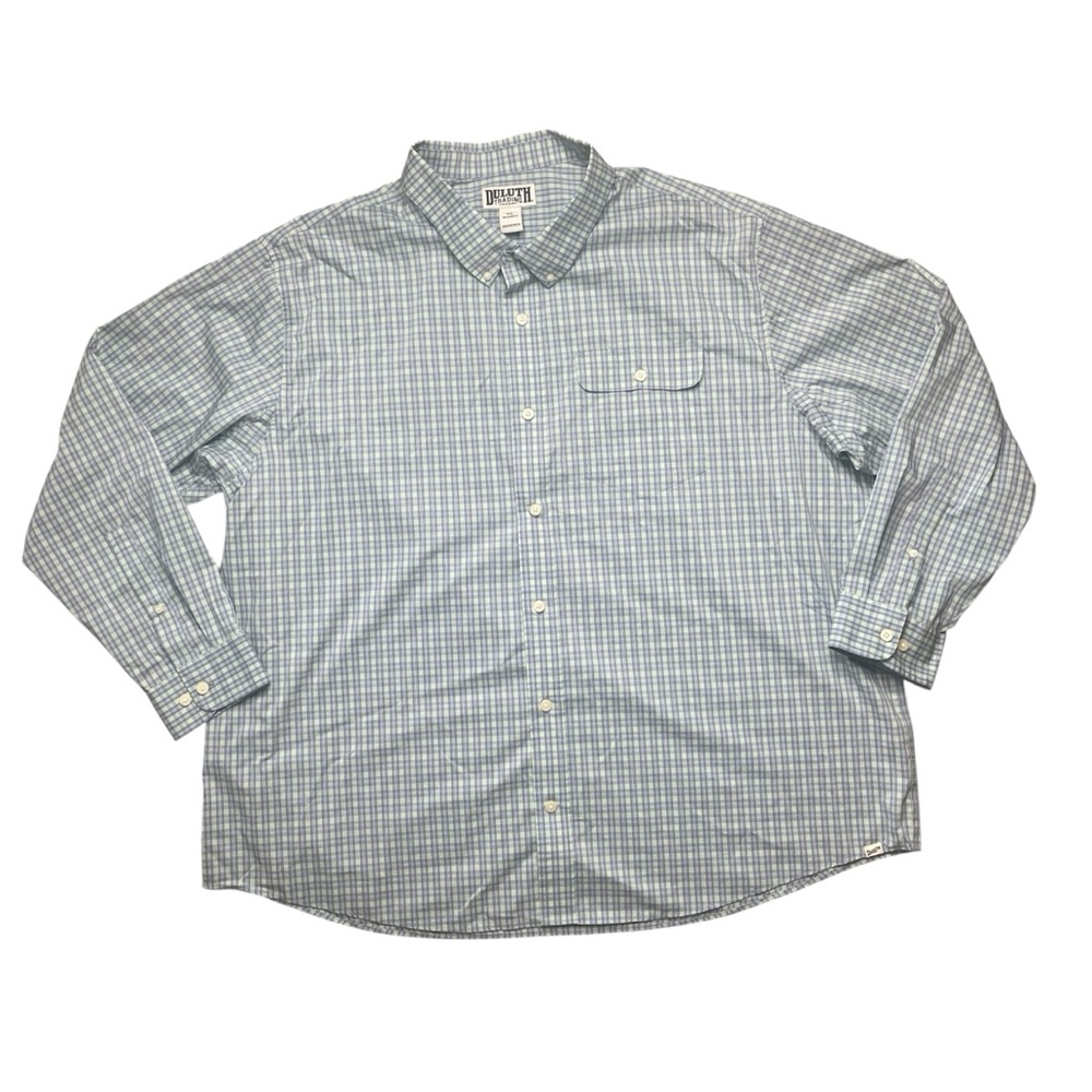 Duluth Trading Company blue/green plaid long sleeve button down shirt men’s 3XL
